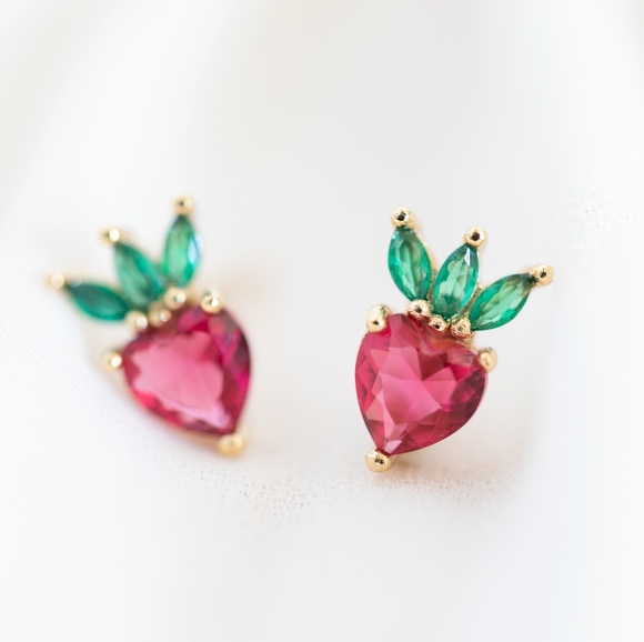 Sweet Strawberry Studs (S925) - Only 3 left! - Picture 3 of 9